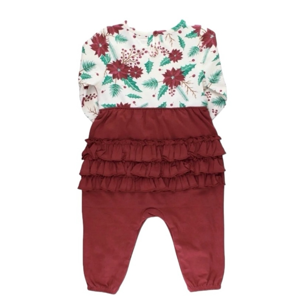 Ruffle Butts Holiday Poinsettia Romper Size 0-3 Months - Picture 2 of 3